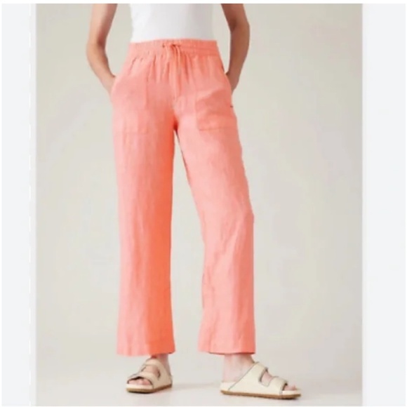 Athleta Retreat wide leg linen pants in sunset glow size 14 petite - Picture 1 of 9